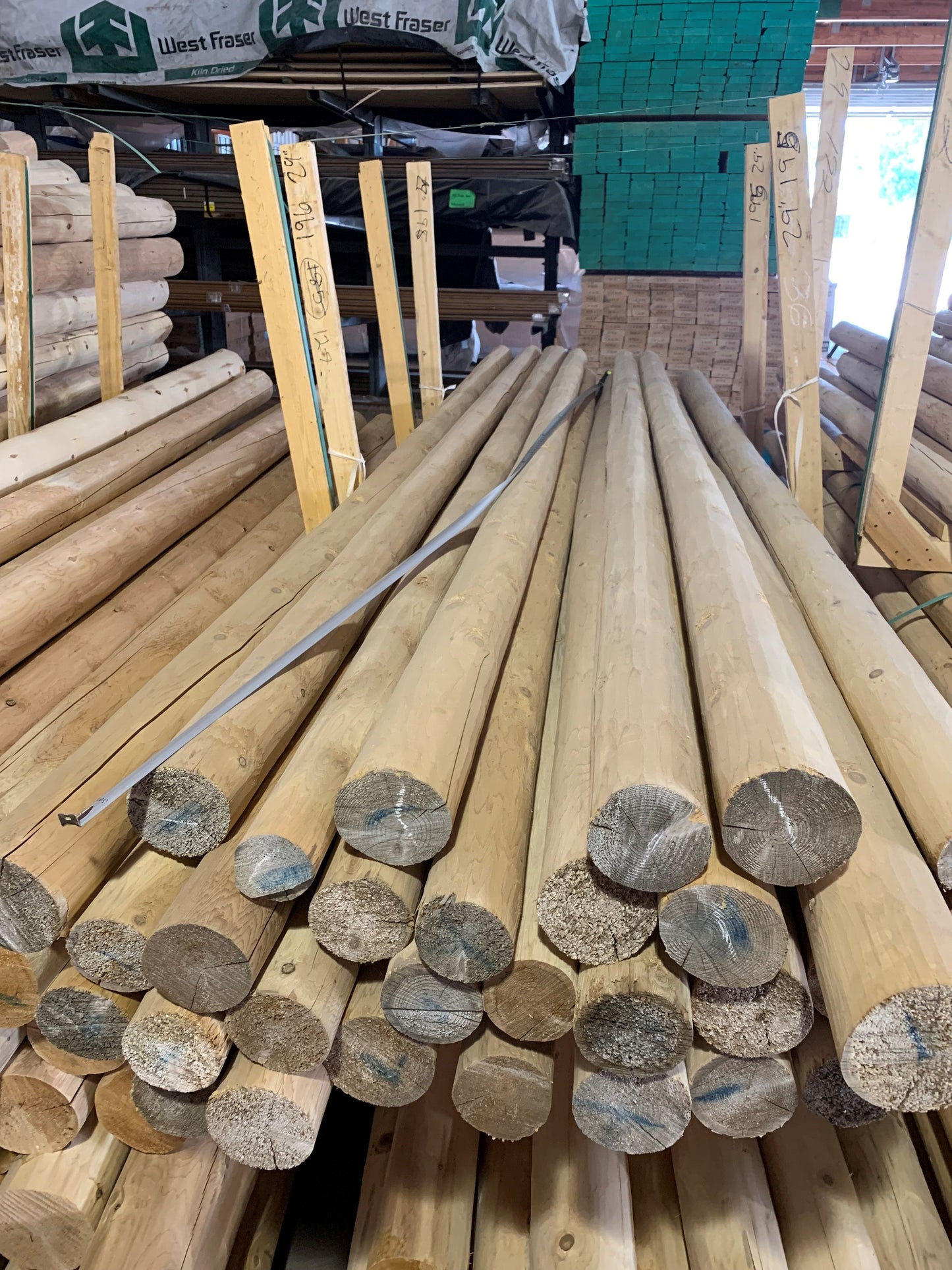 Small Orders - 3" x 8' (Actual length - 7' 11") Round Cedar Deck & Loft Log Rails or Posts - Limit 6 per customer