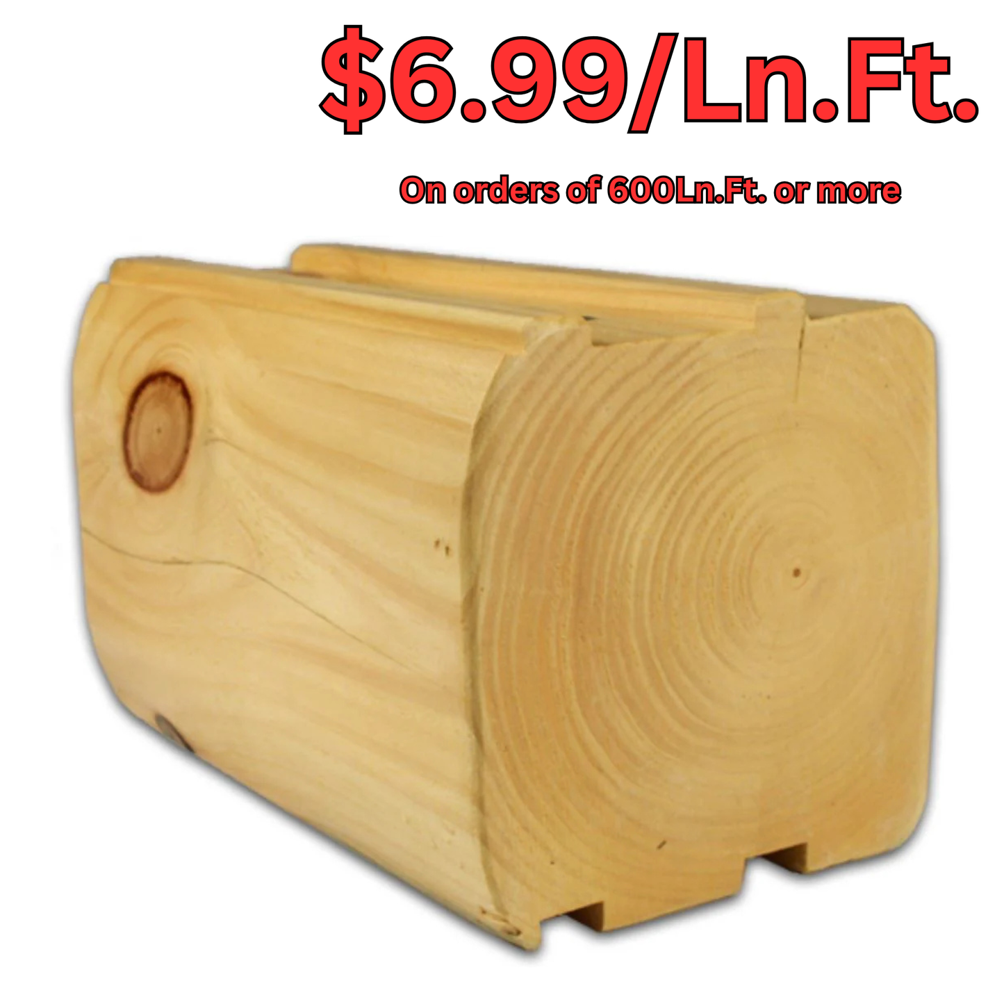 8" x 8" Double Tongue & Groove - Full Log - Semi-Smooth - #132
