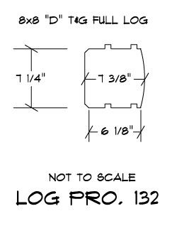 8" x 8" Double Tongue and Groove - Full Log - Semi-Smooth - #132