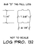 8" x 8" D-Profile Tongue and Groove - Full Log - #132 Semi-Smooth