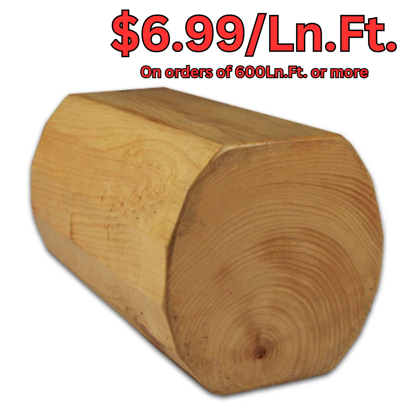 8" x 8" Super Round Double Round - Full Log - #143 Machine Peeled