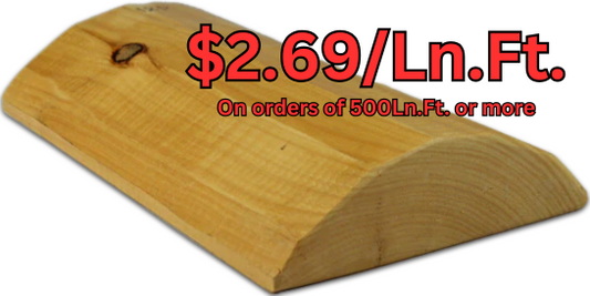 3" x 8" Super Round Quality Quarter-Log Siding - Machine-Peeled Surface - Profile #431 - Cabin-Grade