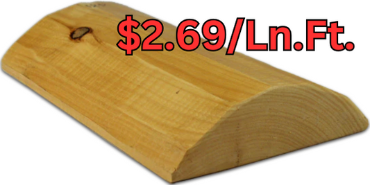 3" x 8" Super Round Quality Quarter-Log Siding - Machine-Peeled Surface - Profile #431 - Cabin-Grade