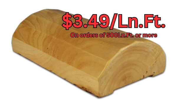 4"x8" Half-Log Siding - Super Round - Machine Peeled Surface - Bulk Discount - $3.49/Ln.Ft - #441