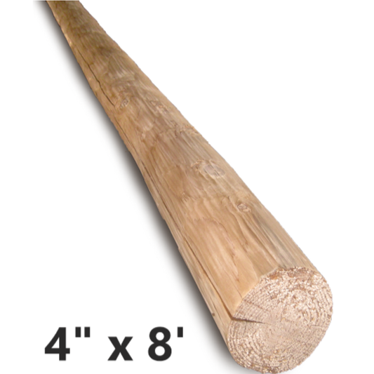 4" x 8' Round Cedar Deck & Loft Log Rails or Posts
