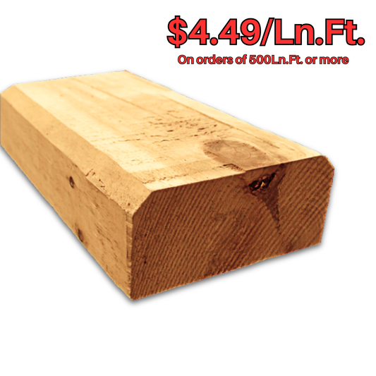 4"x8" Square Cabin Grade Half Log- Chiseled Surface - #443T