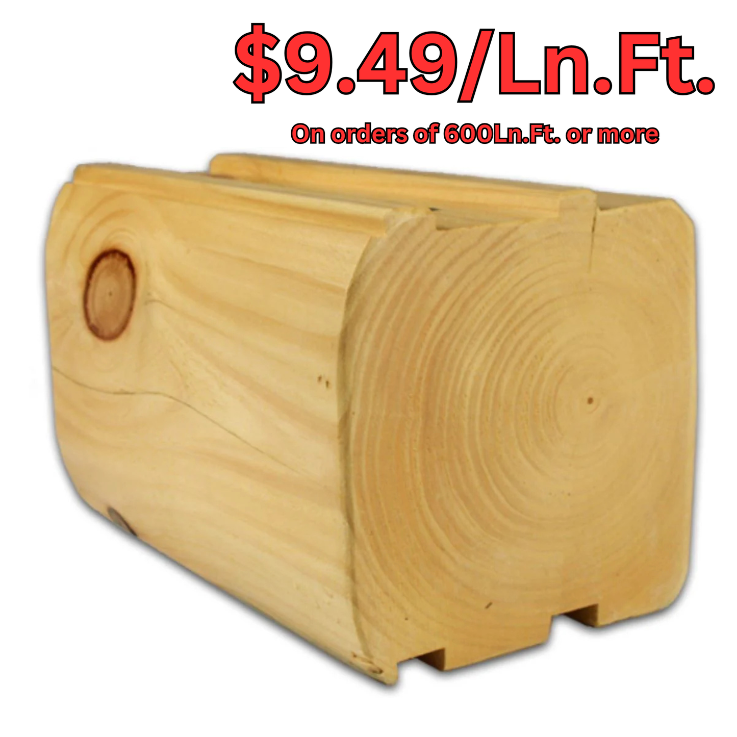 8" x 8" Double Tongue & Groove - Full Log - #132