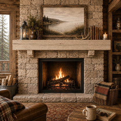 Eastern White Pine Rustic Timber Mantel | 8" x 8" x 72"