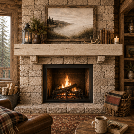 Eastern White Pine Rustic Timber Mantel | 8" x 8" x 72"