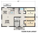 2-Bedroom Log Cabin Kit 24x42 - Floor Plan B