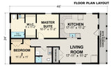 2-Bedroom Log Cabin Kit 24x42 - Floor Plan A