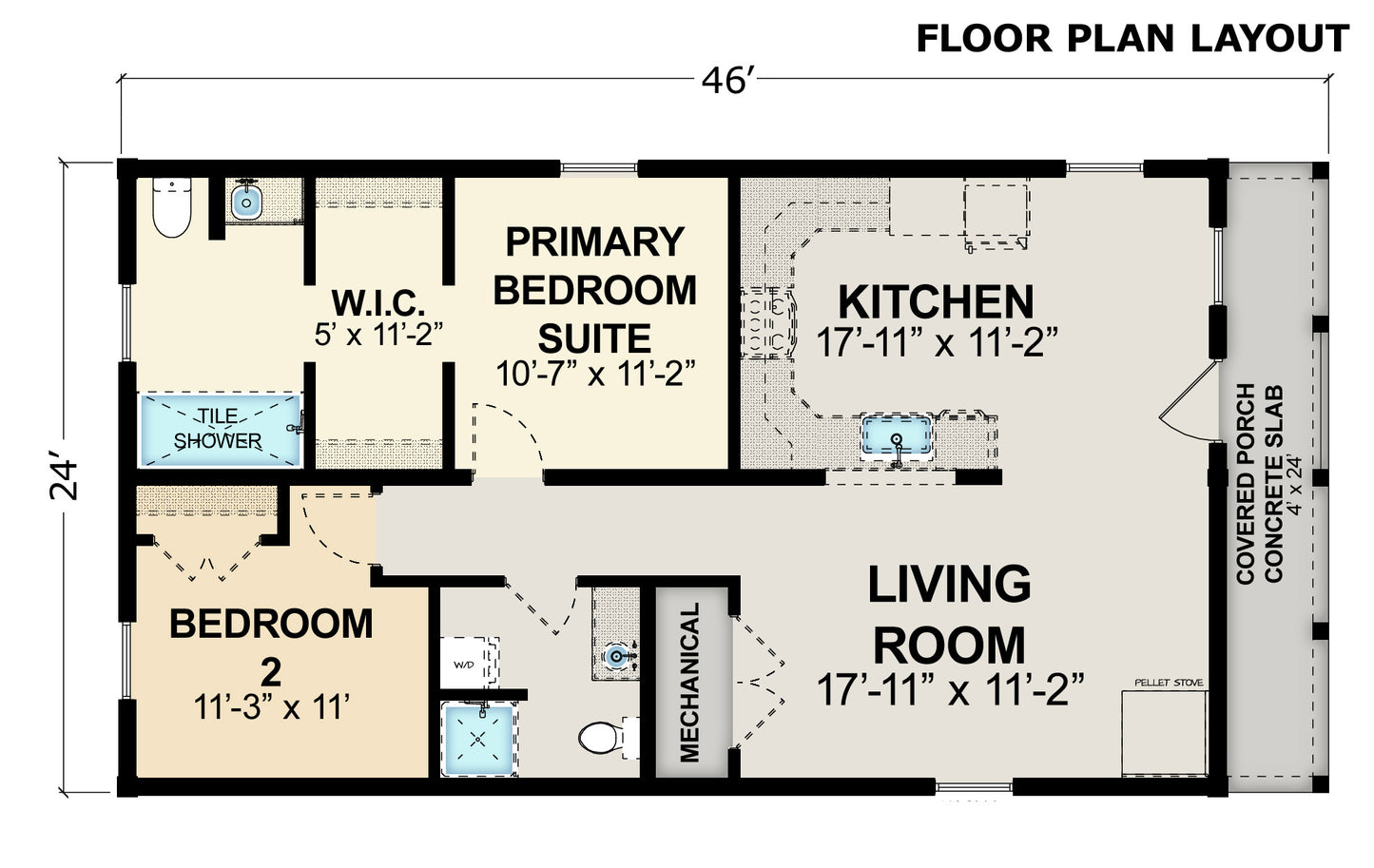 Northwoods | 2-Bedroom Log Cabin Kit | 24x42