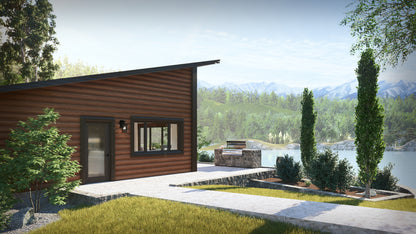 1-Bedroom Modern Mountain Log Cabin Kit 27x32