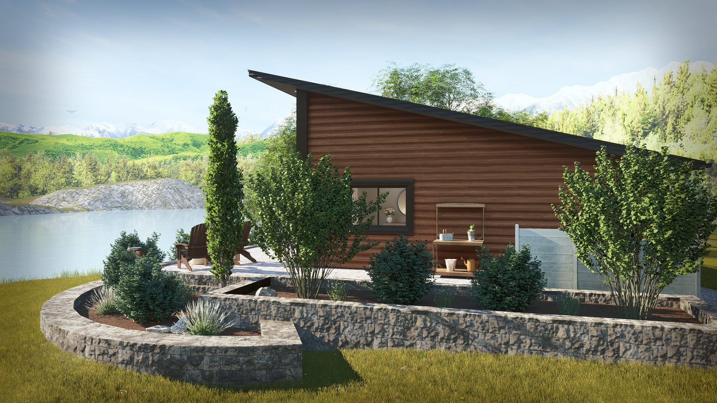 1-Bedroom Modern Mountain Log Cabin Kit 27x32