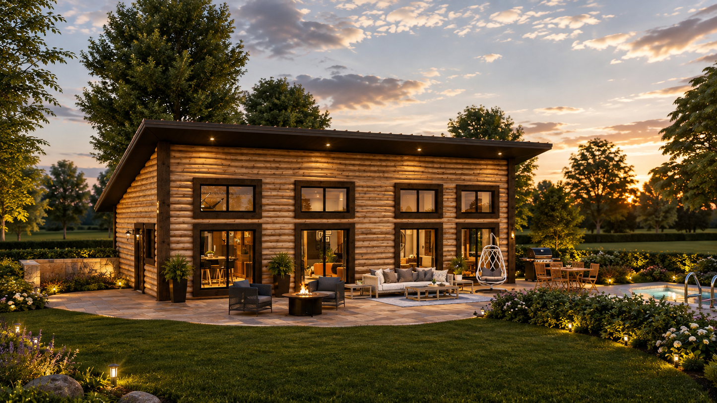Lake Tahoe | 2-Bedroom Modern Mountain Log Cabin Kit | 24x42