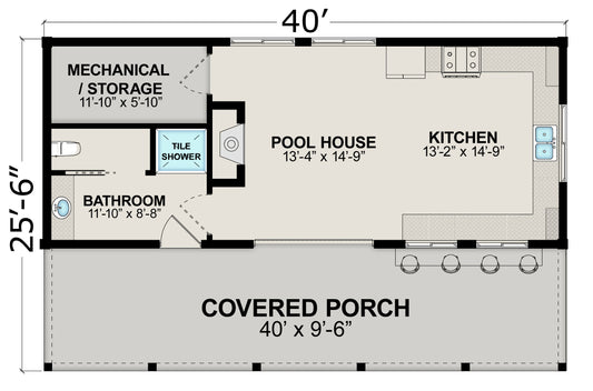Luxury Cabana Pavilion | Pool Pavilion Kit | 25.5x40