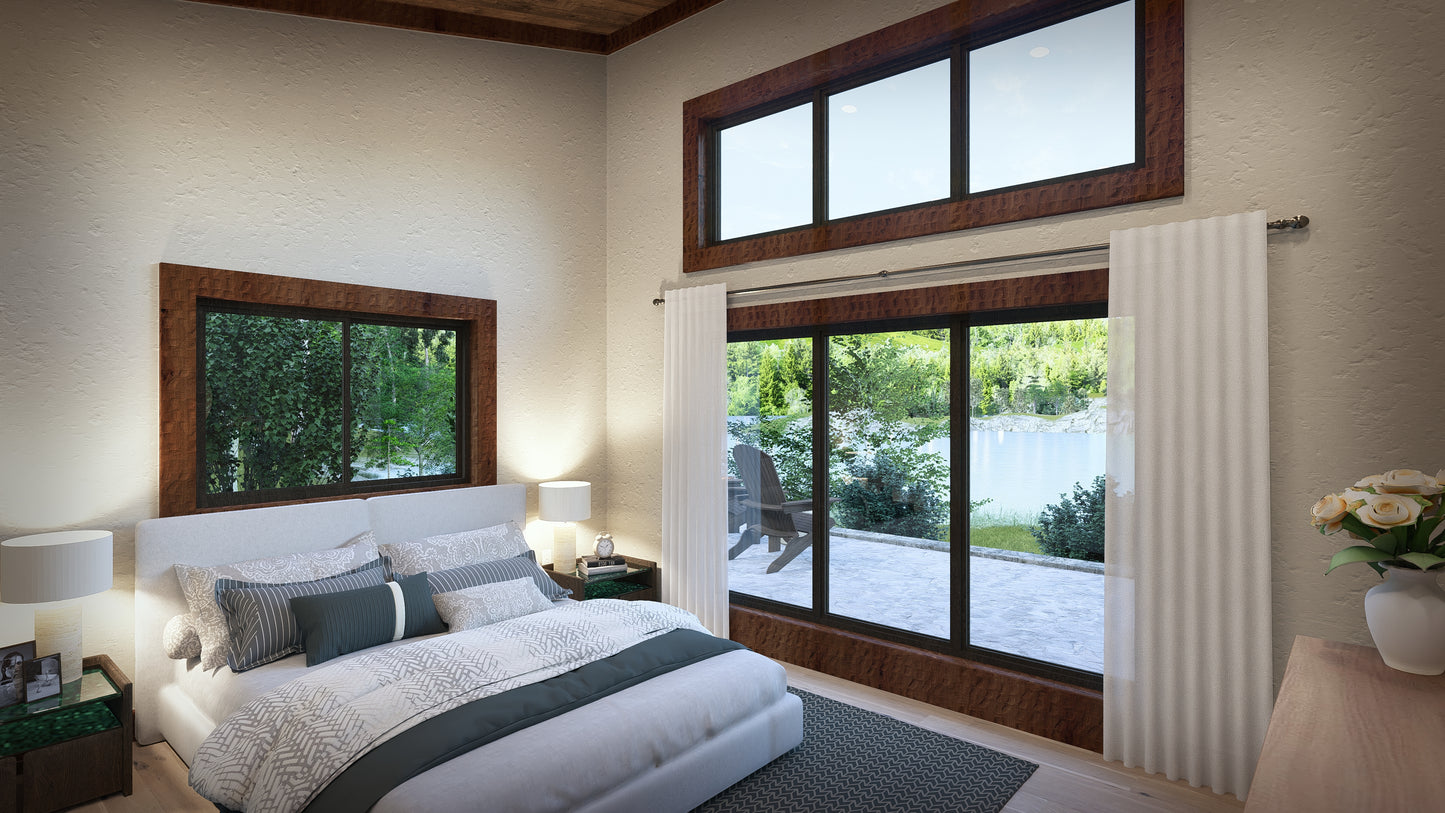 1-Bedroom Modern Mountain Log Cabin Kit 27x32