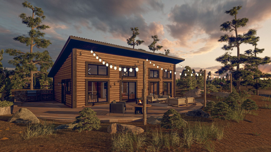 2-Bedroom Modern Mountain Log Cabin Kit 24x42