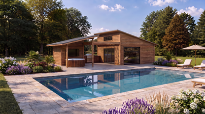 Modern Oasis Pavilion | Pool Pavilion Kit | 24x43