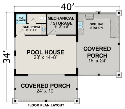 Rustic Timber Frame Pavilion | Pool Pavilion Kit | 34x40