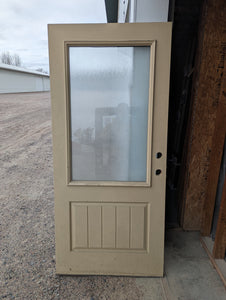 Clearance Door - 3/0 x 6/8 Half-Lite Rain Glass Exterior Door Slab Cheap Sale