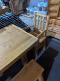 Clearance - Rustic Log Dining Set - Rectangle Table, Bench and Chairs