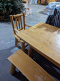 Clearance - Rustic Log Dining Set - Rectangle Table, Bench and Chairs