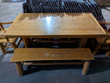 Clearance - Rustic Log Dining Set - Rectangle Table, Bench and Chairs