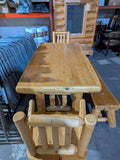 Clearance - Rustic Log Dining Set - Rectangle Table, Bench and Chairs