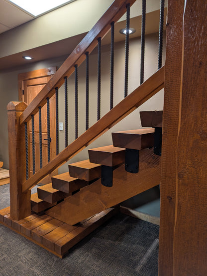 NEW - EZ Timber Stair System - Rustic Open Air Risers - 3ft. or 4ft. Wide Treads - Chiseled or Smooth