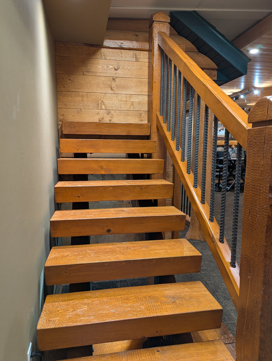 NEW - EZ Timber Stair System - Rustic Open Air Risers - 3ft. or 4ft. Wide Treads - Chiseled or Smooth