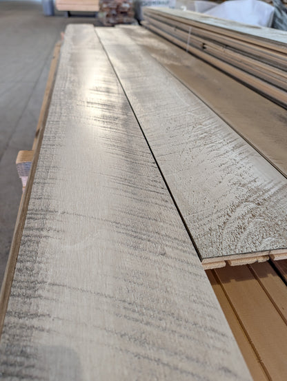 Clearance - 1" x 8" Circle Sawn Pre-Finished Tongue and Groove Siding - White/Brown