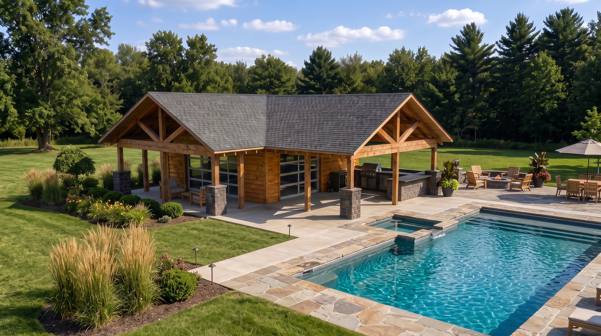 Rustic Timber Frame Pavilion | Pool Pavilion Kit | 34x40