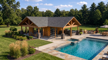 Rustic Timber Frame Pavilion | Pool Pavilion Kit | 34x40