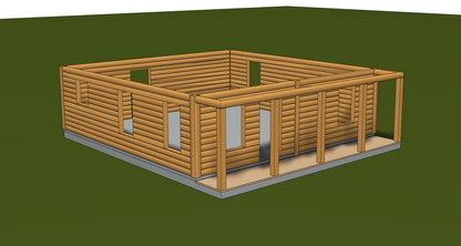 1 or 2-Bedroom Log Cabin Kit 28x28 (Kit C)
