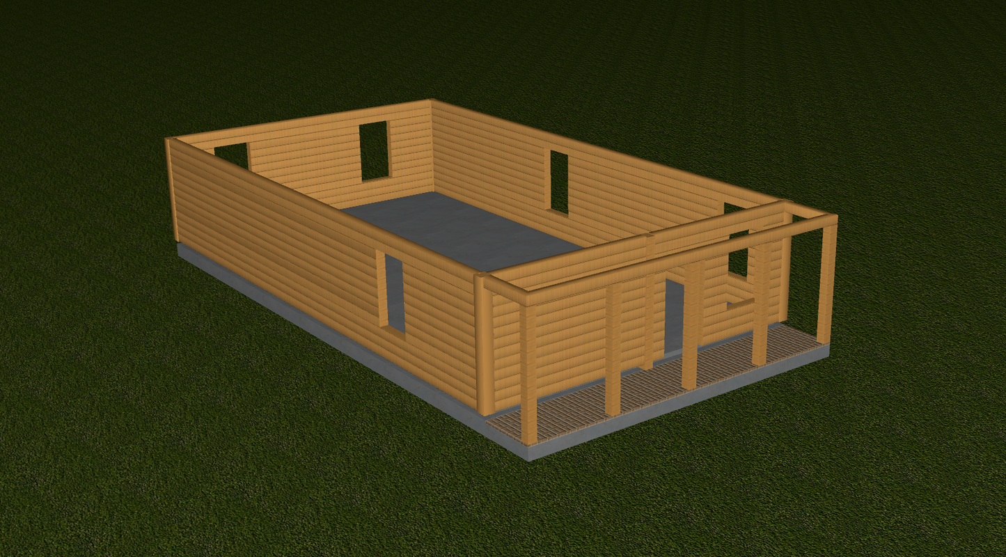2-Bedroom Log Cabin Kit 24x42 - Floor Plan A (Kit D)