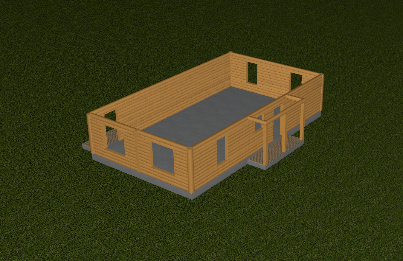 2-Bedroom Log Cabin Kit 24x42 - Floor Plan B (Kit E)