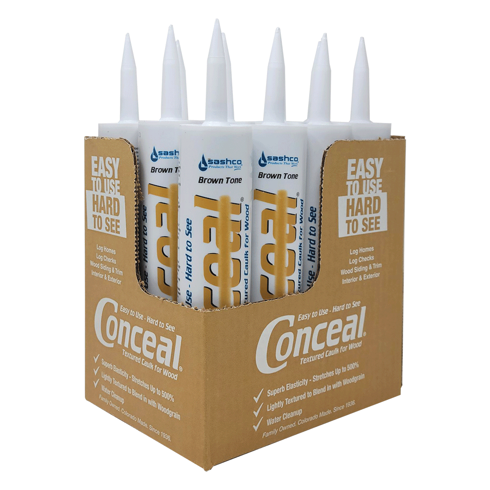 Sashco Conceal Log Sealant Caulk 10.5oz Case of 12 Tubes Brown Tone