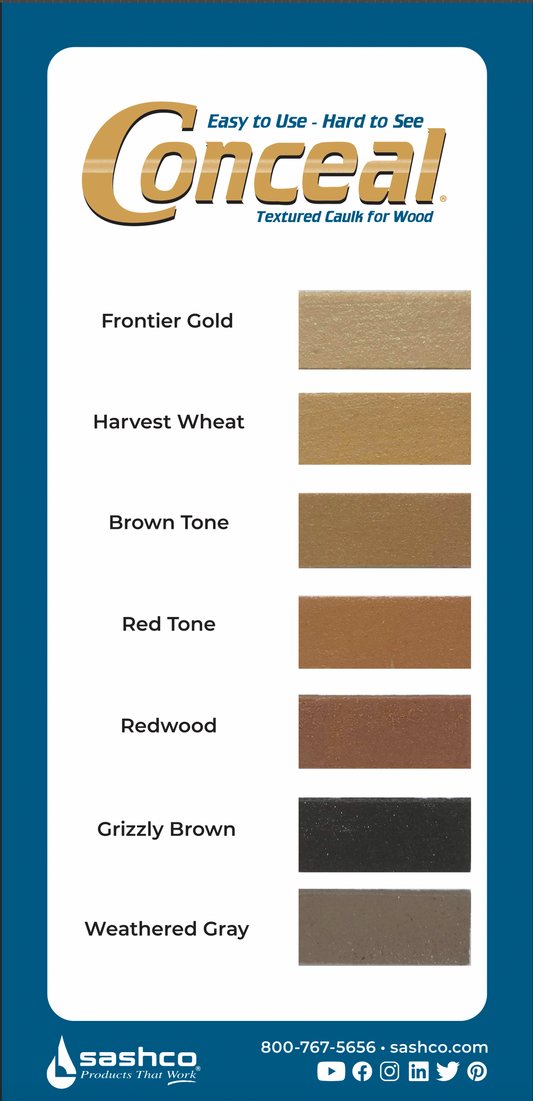 Sashco Conceal textured caulk color card
