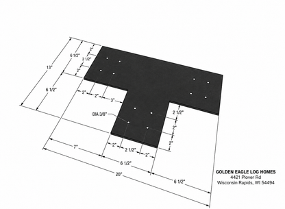 Clearance - Decorative Black Metal Timber Bracket - "T" Style