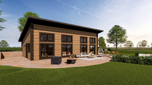 2-Bedroom Modern Mountain Log Cabin Kit 24x42
