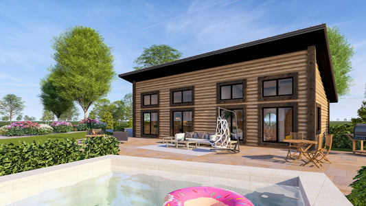2-Bedroom Modern Mountain Log Cabin Kit 24x42