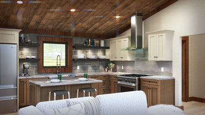 1-Bedroom Modern Mountain Log Cabin Kit 27x32