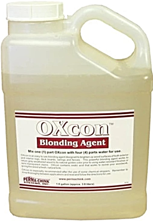 oxcon oxalic acid blonding agent wood brightener brightens concentrate rust stains iron stain treatment nail stains spikes screws stain perma-chink permachink perma chink 