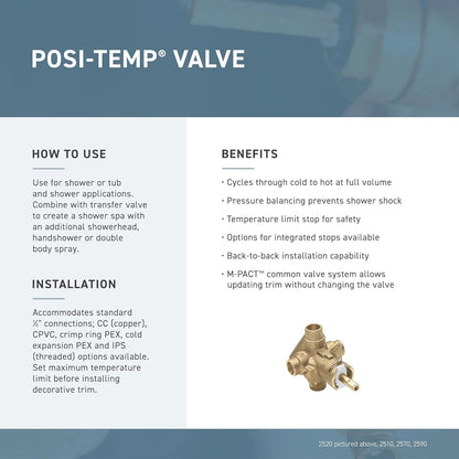 CLEARANCE - Moen Single Handle Posi-Temp Pressure Balanced Valve Trim Only from the Brantford Collection (Less Valve) - Brushed Nickel  - Model:T2151BN