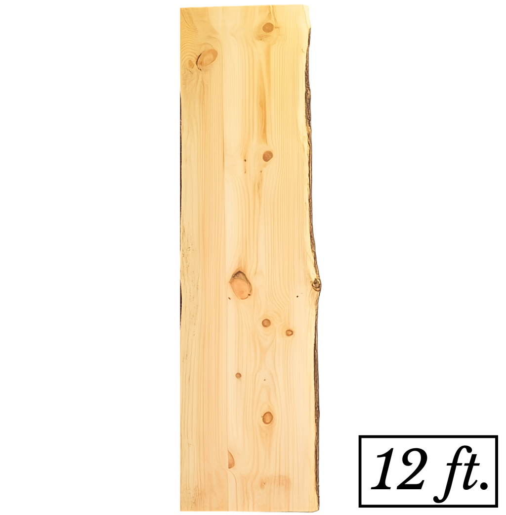 Rustic Live Edge Pine Countertop | Single Live Edge | 25" W x 8' or 12' L