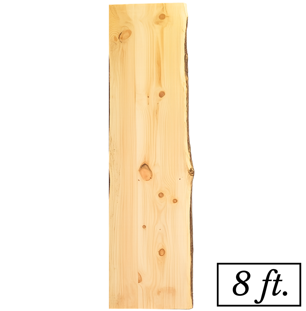 Rustic Live Edge Pine Countertop | Single Live Edge | 25" W x 8' or 12' L
