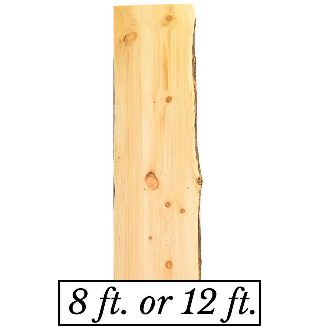 Rustic Live Edge Pine Countertop | Single Live Edge | 25" W x 8' or 12' L
