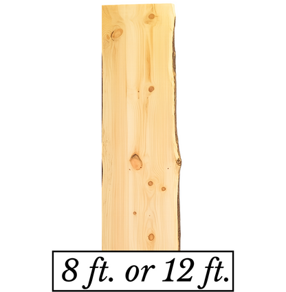 Rustic Live Edge Pine Countertop | Single Live Edge | 25" W x 8' or 12' L