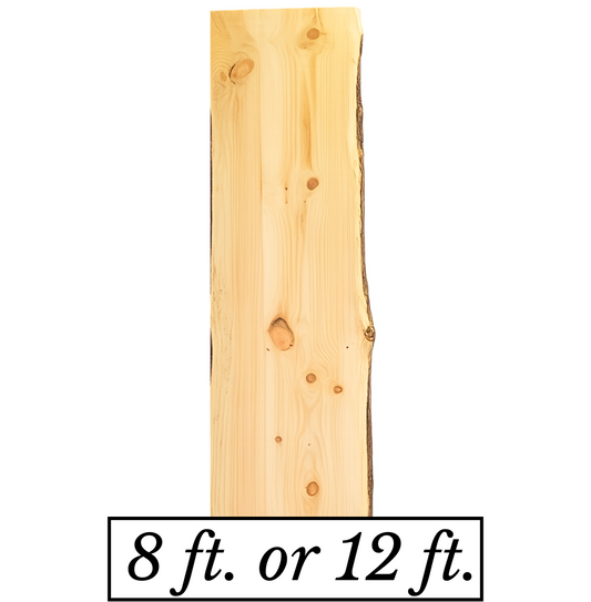 Rustic Live Edge Pine Countertop | Single Live Edge | 25" W x 8' or 12' L